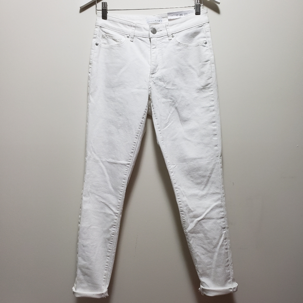Loft Curvy Skinny Fit White Ankle Length Slim Pockets NWT